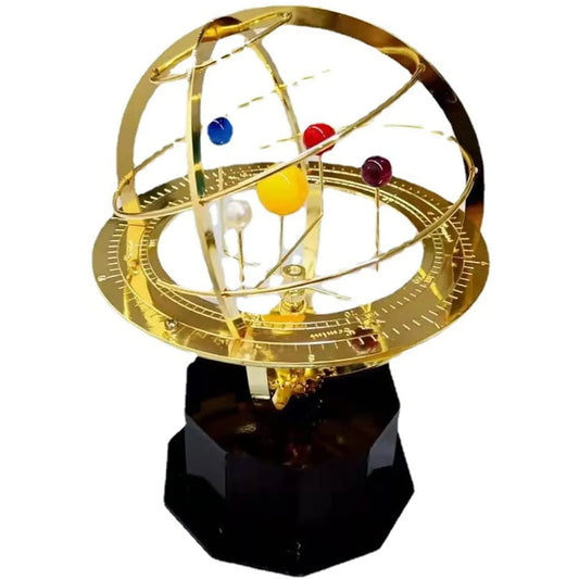 Rotating Solar System Metal Ornament, Retro Planet Metal Model Kit, Science Art Decoration Indoor Table Ornament