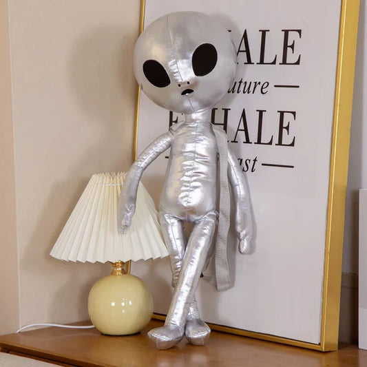 Creative High Quality Simulation PU Alien Plush Doll Backpack Gold Silver Color Alien Plush Toy For Boys And Girls Schoolbag